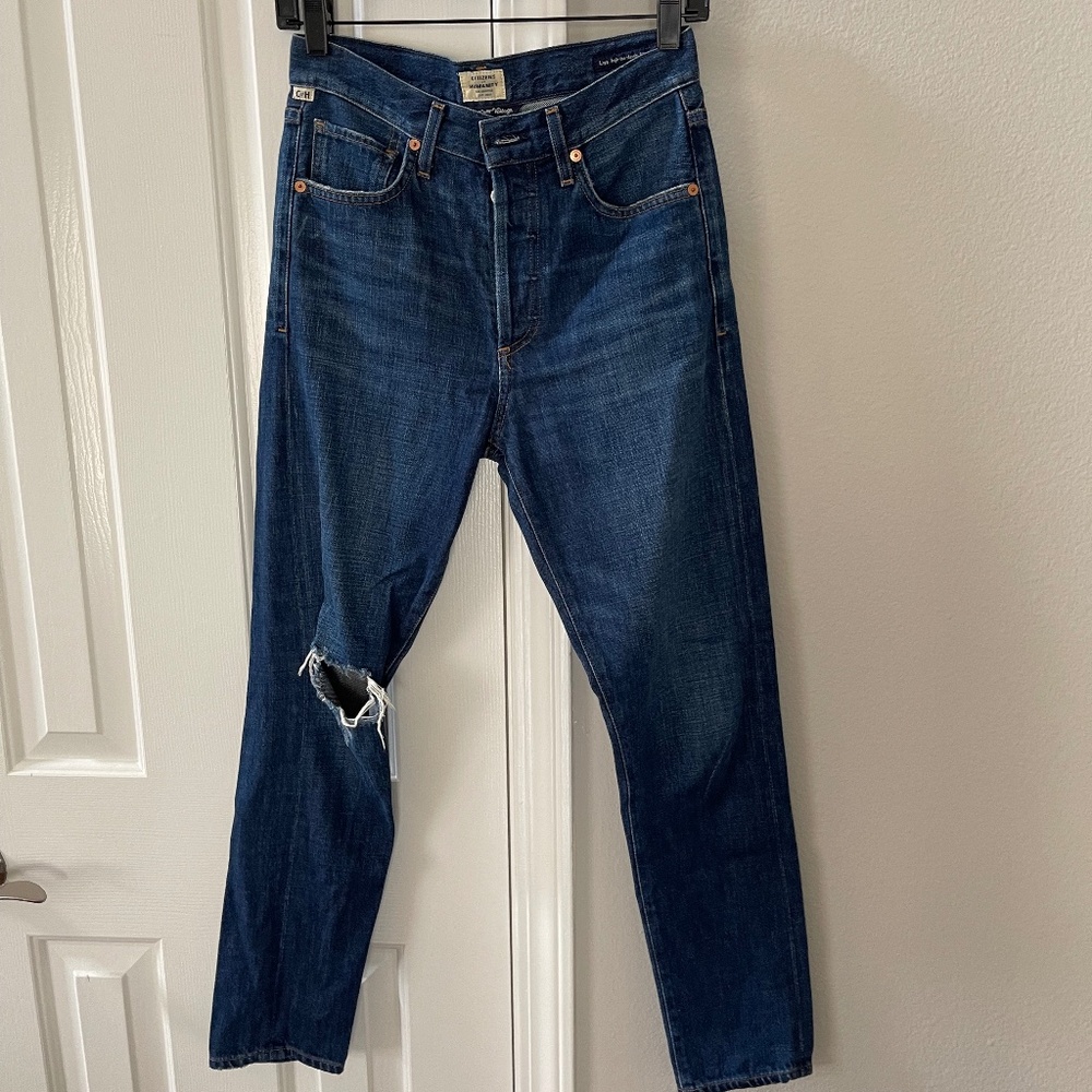 Citizens of Humanity Liya High Waist Slim Jeans with Rip
